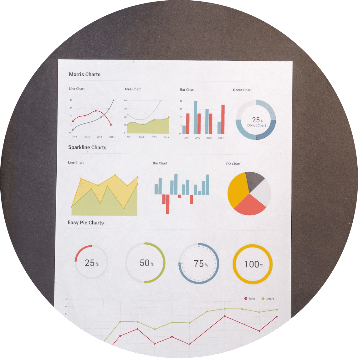 Charts On Black Wooden Table